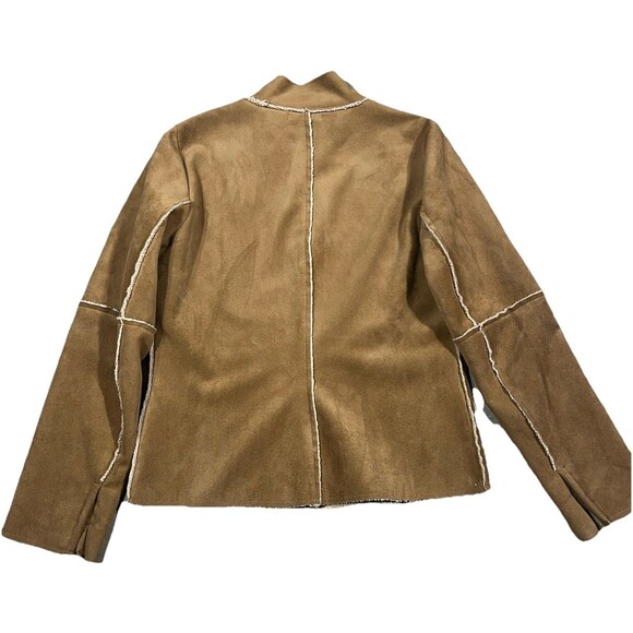 Velvet by Graham & Spencer Fitted Lux Sherpa Zip-Up Coat Color Mink Size L USA - Picture 6 of 9